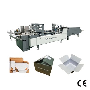 3A-WK800-3 Machine Automatic <b>Folder</b> Gluer for Corrugated Boxes Carton Packaging Machine with PLC Control White Color - Product Image 1