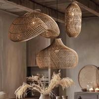 Lampe suspendue nordique en rotin tressé à la main, luminaire suspendu en bambou naturel, style bohème, pour salle à manger, villa, luminaire décoratif de plafond