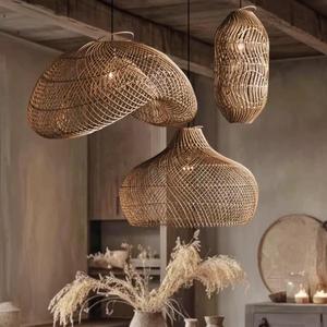 Nordic Handwoven Rattan Pendant <strong>Light</strong> Natural Bamboo Hanging Lamp Boho <strong>Dining</strong> <strong>Room</strong> Villa Decorative Ceiling <strong>Fixture</strong> - Product Image 1