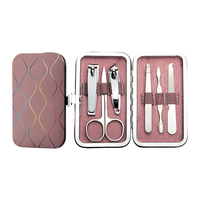 Kit de manucure et pédicure de voyage 6 pièces, ensemble de coupe-ongles, outils de soin des doigts et des orteils avec étui en cuir PU