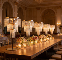 Accessoires de mariage, lustre en métal doré à changement de couleur, cristal, centre de table de mariage, centre de table pour mariage