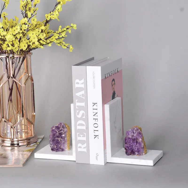 Wohnkultur Zubehör Luxus moderne Lesesaal Bücherregal Dekorationen Marmor und Mineral Kristall Buchs tützen für Home Office