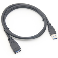 Cable de Extensión de Datos USB 3.0 AM a AF Coaxial/Fibra Óptica Negro Personalizado con Revestimiento de PVC para Micrófono, Altavoz y Monitor (4K)