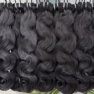 Extensiones de Cabello Humano Natural Negro con Ondas Suaves, Doble Trama, Cabello Grueso y Abundante para Venta al por Mayor y Uso en Salones - Product Image 2