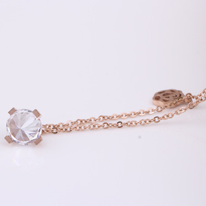 Collier pendentif en zircon en forme de goutte d'eau en or rose pour femmes, bijoux de mode, cadeau - Product Image 5
