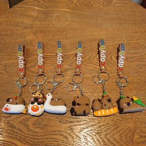 Porte-clés pendentif mignon en <span class=keywords><strong>gel</strong></span> de silicone 3D empilable non toxique, motif Capybara de dessin animé - Product Image 4