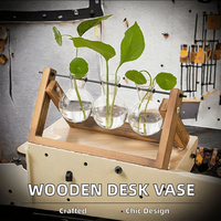 Balançoire en bois et bambou faite à la main plante verte hydroponique Vase en verre bouteille conteneur bureau décoration cadre pour mariage