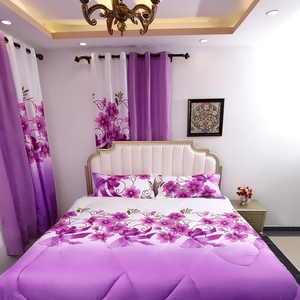 Set Completo di Biancheria da Letto King Size 8 Pezzi con Copripiumino, Lenzuolo con Angoli, <span class=keywords><strong>Federe</strong></span> <span class=keywords><strong>e</strong></span> Tende Coordinate - Product Image 5
