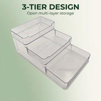 Étagère de rangement à 3 niveaux en PET moulé par injection, petite étagère ouverte multi-niveaux, montage sans outil, organisateur de comptoir pour cuisine et salle de bain