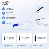 Microchip RFID Inyectable de BioVidrio 134.2kHz para Identificación de Mascotas con Jeringa Veterinaria