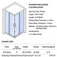 Porte de douche en verre trempé 8 mm avec revêtement anti-calcaire et cadre chromé, entretien facile, modèle européen
