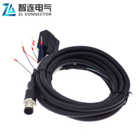 M12 8pin a DB9 Macho IP67 Contactos chapados en oro a prueba de agua RS232 RS485 Cable de cámara industrial