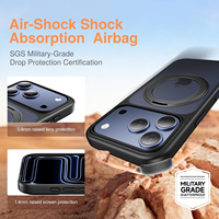 APEI Coque antichoc tout-en-un en TPU+PC avec protection d'appareil photo et support magnétique rotatif à 360° pour iPhone 15 16 17 Pro Max