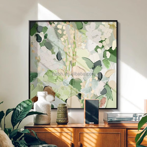 Tranh sơn dầu làng vẽ tay Nhà hàng trang trí tranh trừu tượng treo vuông màu xanh lá cây Kết cấu phòng khách bức tranh tường - Product Image 3