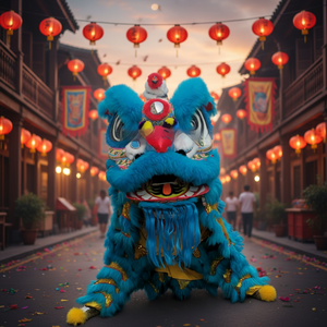 Costume de danse du lion de <span class=keywords><strong>taille</strong></span> normale, fabriqué à la main à l'usine de Guangzhou, pour deux personnes, culture chinoise, danse du lion, danse du lion - Product Image 4