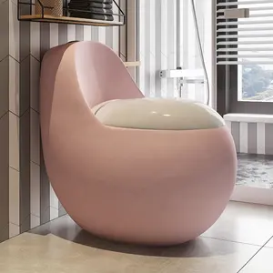 Neues Design einteilige Keramik runde Ei rosa rot gefärbte Toiletten schüssel