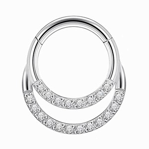Stainless Steel Seamless Nose <b>Ring</b> Zircon Inlay Cartilage Piercing Jewelry 316L Round Shape Gift For Women Men - Product Image 4
