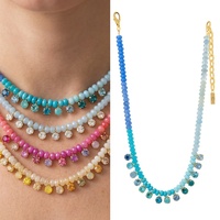 Colliers perlés faits à la main avec breloques en zircon coloré et perles facettées, nouveau design été 2026, pour femmes, bijoux de vacances à la plage, vente en gros