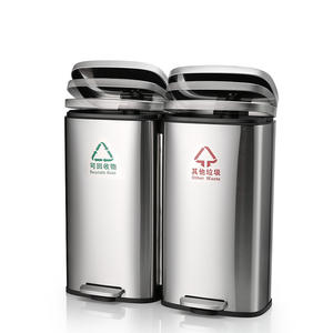 商業用ステンレス鋼ゴミ缶デュアルコンパートメント仕分けビン大容量防錆衛生廃棄物分離ホテル - Product Image 4