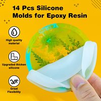 Kit de 14 Moules en Silicone pour Résine Époxy Incluant Sphère, Cube, Pyramide, Cendrier, Sous-Verre et Pendentifs