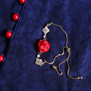 Korean Style Retro Bamboo Woven <b>Bracelet</b> Rose Flower Pattern Zinc Alloy Women's Jewelry Anji Origin Winter 2025 - Product Image 3