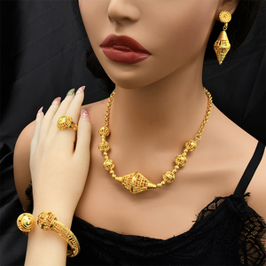 Productos de tendencia 2025, venta al por mayor, conjuntos de joyería de boda chapada en oro árabe grande para mujer de Dubái para mujer - Product Image 2