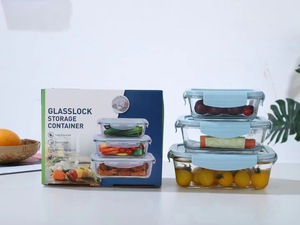 150ml 320ml <span class=keywords><strong>500ml</strong></span> 800ml 1150mlスクエアガラスランチボックスセット耐久性のある食品容器透明ガラス弁当箱食事準備保管用 - Product Image 1