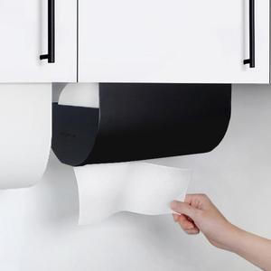 キッチンペーパーホルダー 吊り戸棚下 粘着式 壁掛け メタル製 省スペース 収納ラック - Product Image 1