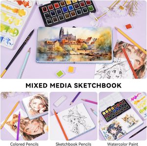 XinyiArt 100% Coton, Bloc de papier <span class=keywords><strong>aquarelle</strong></span> pour artiste, 24 feuilles, 300 g/m², <span class=keywords><strong>Bleu</strong></span>, pour peinture et <span class=keywords><strong>dessin</strong></span>, journal, papier à pression froide - Product Image 4