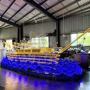 Décoration de bateau de Noël illuminée pour l'extérieur, idéale pour les rues commerciales, les places publiques et les projets de paysagisme festif - Product Image 1