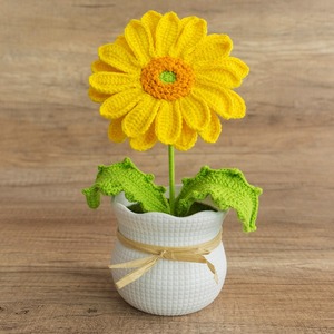 Nuevo ramo de crisantemos africanos de hilo tejido a crochet, lindo ramo de simulación de cuatro hilos para decoración de escritorio. - Product Image 6