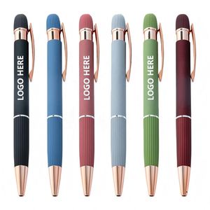 New Rose Gold <b>Matte</b> <b>Rubber</b> Paint Aluminum Metal Sports Body Pen Printable Custom Logo Hotel Promotional Advertising Gift - Product Image 1