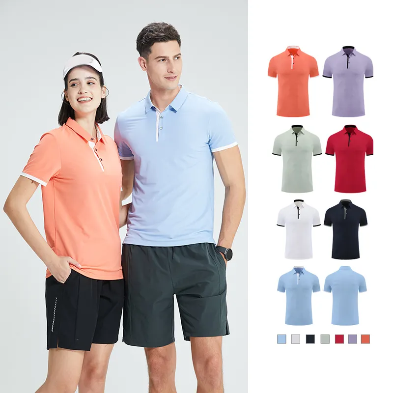 Hoge Kwaliteit Unisex Golf Poloshirts Custom Logo Snel Droog Poloshirt Polyester Spandex Polo Sportkleding Heren Shorts Mouw Shirts