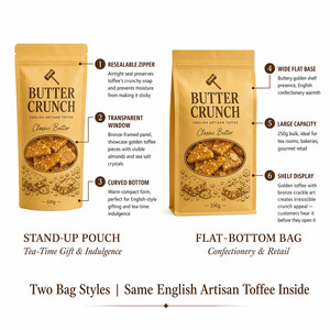 Sachets Mylar Doypack refermables à fermeture éclair <span class=keywords><strong>pour</strong></span> confiseries artisanales, beurre croustillant et cadeaux <span class=keywords><strong>pour</strong></span> l'heure du thé - Product Image 5