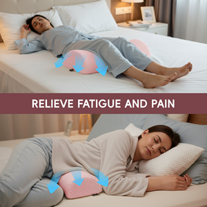 Oreiller ergonomique en mousse à mémoire de forme, demi-cylindre, rose, matelassé, pour le soutien du dos et les massages - Product Image 4