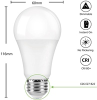 Заводская поставка 2700K 4000K 5000K без мерцания E27 E26 B22 10W ТРИАК с регулируемой яркостью A60 светодиодная лампочка