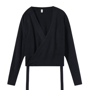Cardigan de ballet pour filles, pull à manches longues, col en V, tricoté, avec ceinture, pour la danse et la scène - Product Image 5