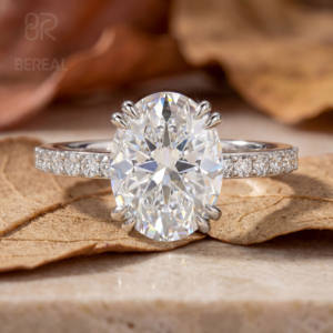 Anillo de Compromiso con Diamante Cultivado en Laboratorio Vvs Personalizado, Certificado por IGI, Corte Ovalado, Diamante Creado en Laboratorio, Anillo de Plata 925 con Pavé, Joyería Fina para Mujer - Product Image 1