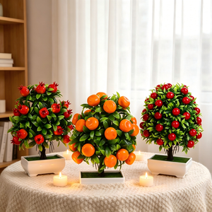 LUYI - Planta Artificial en Maceta de Espuma Plástica, Estilo Moderno, Hecha a Mano, Simulación de Manzana y Naranja, Adornos de Imitación Verde, Envío Rápido - Product Image 2