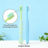 Brosse à dents super douce pour enfants avec grandes fentes, protection des dents sensibles et fragiles, brosse multifonctionnelle améliorée avec gratte-langue