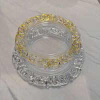 Assiette de présentation décorative classique en plastique écologique gravée or pour la mise en table de banquets d'hôtel et de mariages