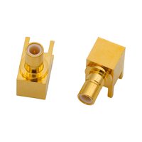Connecteur coaxial RF SMB femelle à angle droit pour montage sur circuit imprimé, 50 ohms, type SMB-KWE, 0-3 GHz, laiton plaqué or pour module d'antenne
