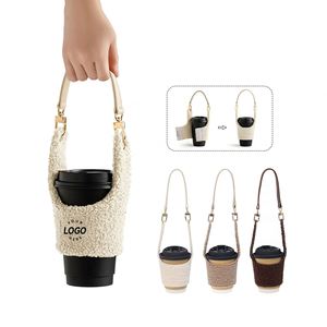 Sac fourre-tout personnalisé en polaire Teddy pour bouteille d'eau, tasse à café ou boisson – Vente directe usine – Idéal comme cadeau promotionnel - Product Image 1