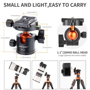 Cabezal de Bola para Trípode de Cámara de Metal Giratorio de 360 Grados <span class=keywords><strong>K</strong></span>&<span class=keywords><strong>F</strong></span> CONCEPT, Universal para Cámara de Teléfono Inteligente con Tornillo de 1/4'' - Product Image 3