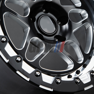 Jante en alliage tout-terrain simulée Beadlock, face usinée noire, 5 branches forgées, pour <span class=keywords><strong>4x4</strong></span>, SUV, <span class=keywords><strong>Jeep</strong></span>, Ford F150, Land Cruiser, Tank 300 - Product Image 4