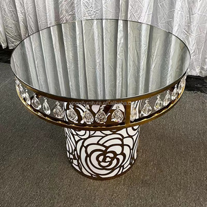 Luxury Durable Modern Round Gold Hotel Furniture Wedding <strong>Tables</strong> Stainless Steel with <strong>Glass</strong> for Outdoor Dining Events - Product Image 2