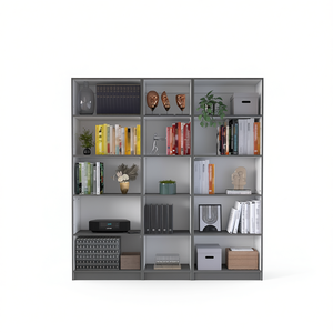 Set di Librerie Luetz a 3 Pezzi, 67 Pollici di Larghezza, 15 Ripiani, Arredamento Moderno Minimalista per Soggiorno, Scaffale Cubico in MDF Grigio Opaco e Bianco - Product Image 1