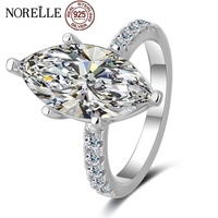 Anillo de Plata de Ley S925 con Corona de Diosa y Corte Marquesa, Banda Completa de Moissanita, Anillos de Lujo para Parejas, para Mujer