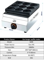 9 grilles antiadhésives Omelette Maker gaz remplissage profond Burger moule poêle à frire cuiseur à oeufs omelettes saines oeufs brouillés et frits