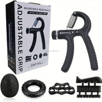 Kit d'entraînement de force de préhension (5 pièces), avec compteur et forceur de doigts réglable pour l'entraînement, la rééducation et l'escalade